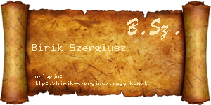 Birik Szergiusz névjegykártya